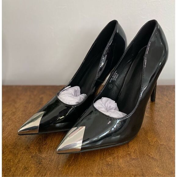 Pretty Little Thing Patent Leather High Heels Pump Shoe Sz 6 - Picture 2 of 5